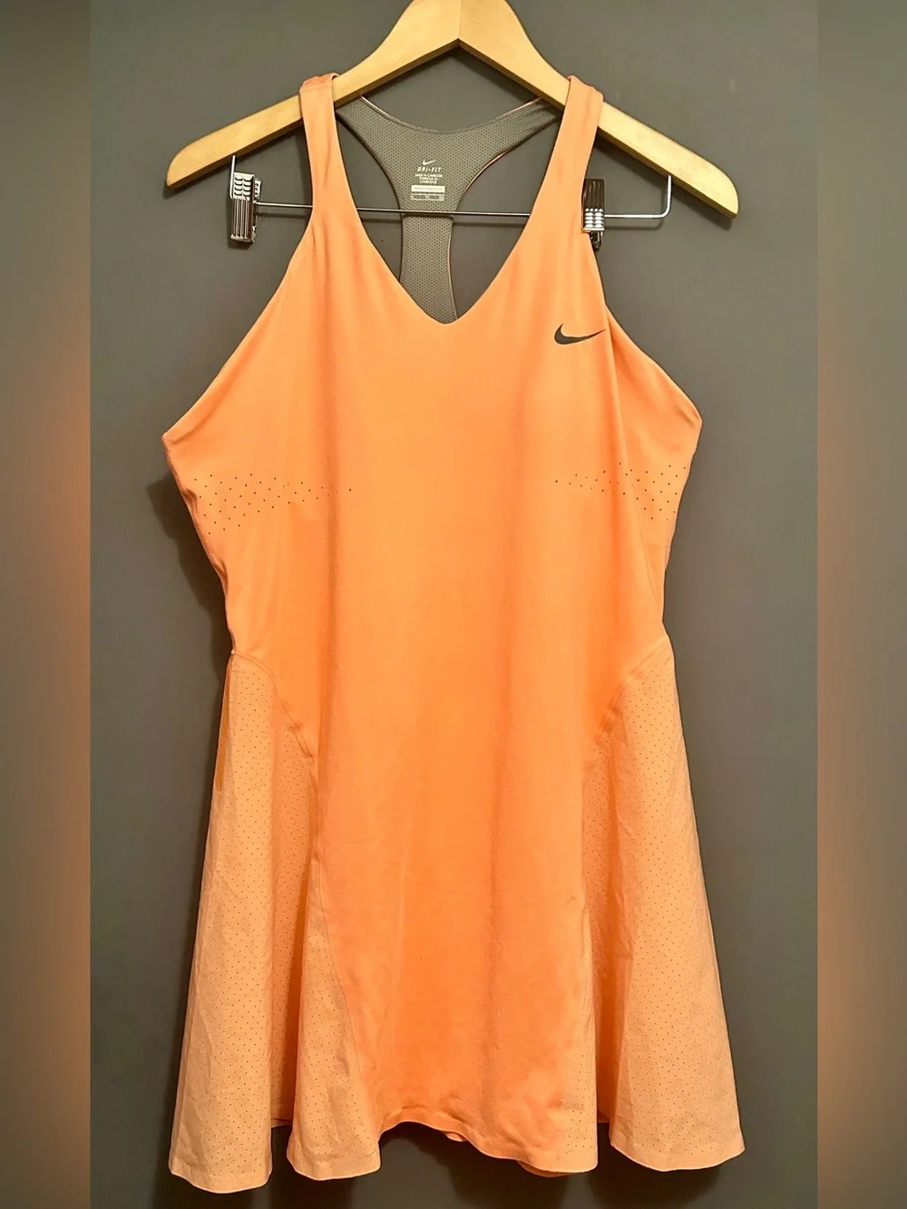 Nike MARIA SHARAPOVA Orange Perforated Racerback Tank Dress Built in Bra XLGE